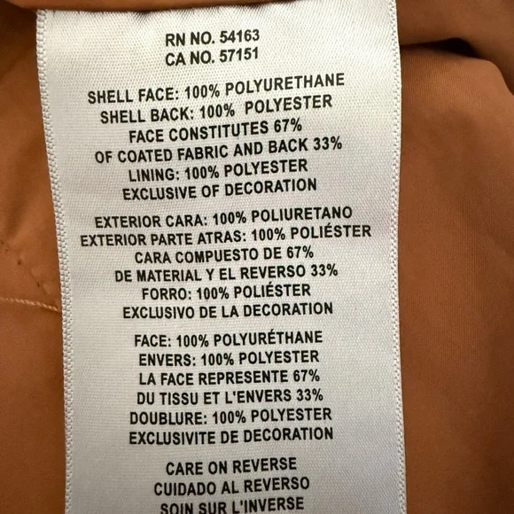 LEVI’S faux leather moto jacket cognac brown Women’s size Small 90’s style CBK - Picture 11 of 17